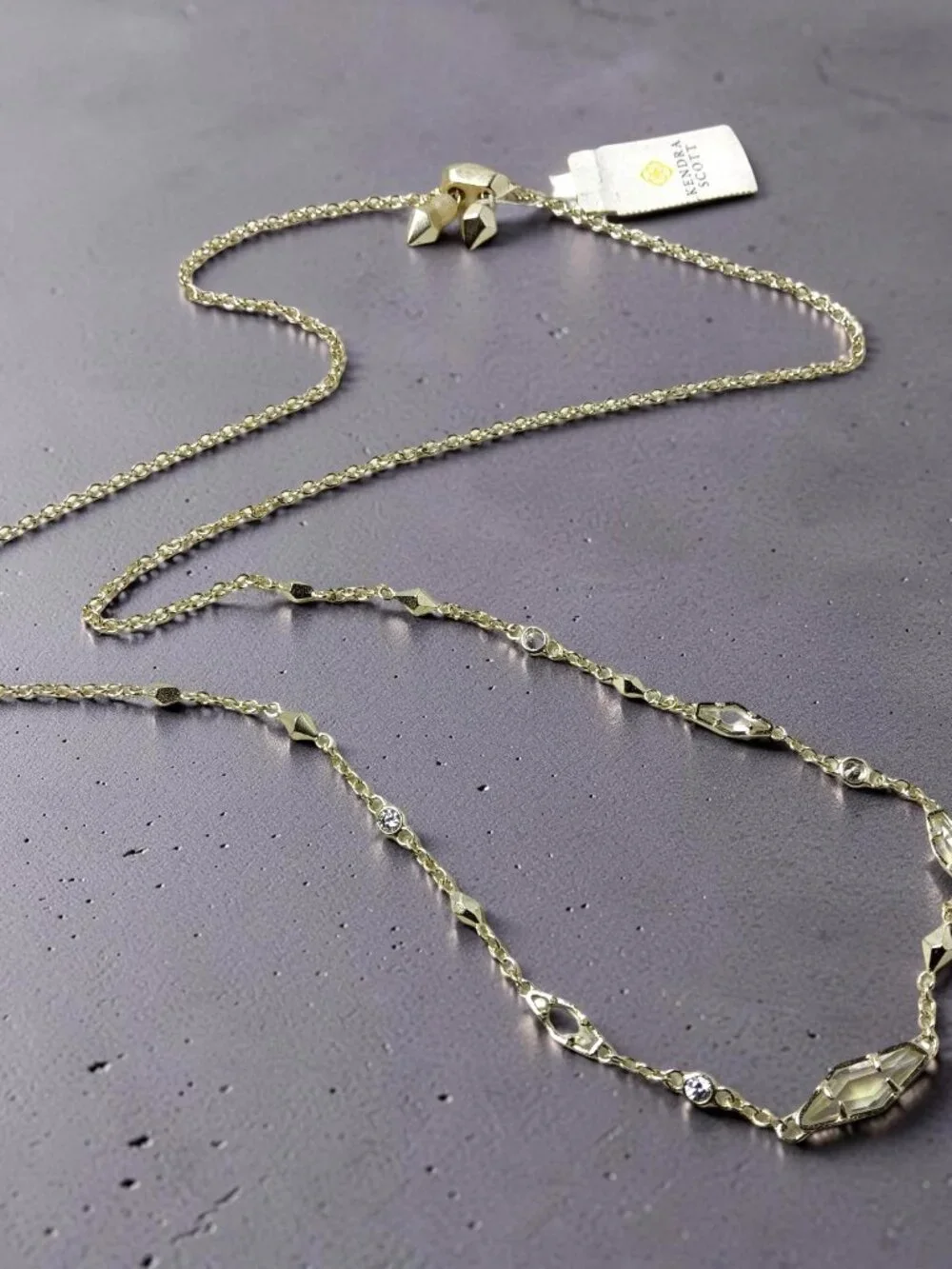 kendra scott debra silver tone aurora borealis chrystals station necklace